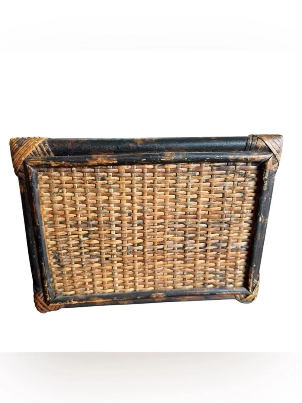 Pier 1 Coastal Rattan Letter Holder Desk Organizer Brown Tan